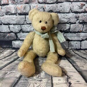 Sunkid Jointed Mohair Teddy Bear Plush Toy with Bow German Plush Lovey